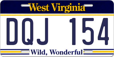 WV license plate DQJ154