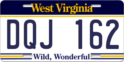 WV license plate DQJ162