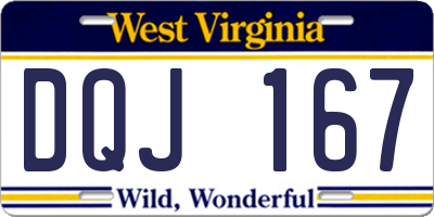 WV license plate DQJ167