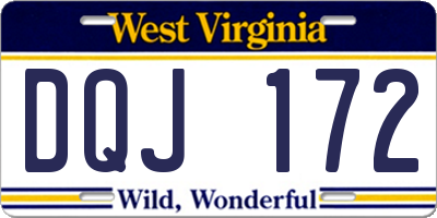 WV license plate DQJ172