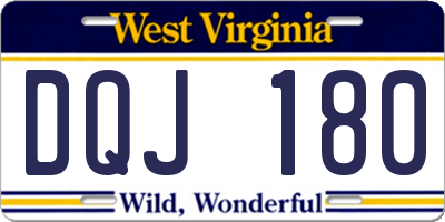 WV license plate DQJ180