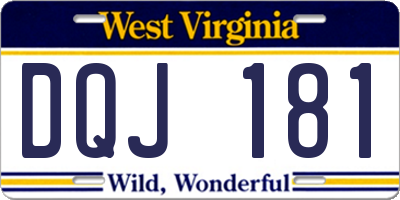 WV license plate DQJ181
