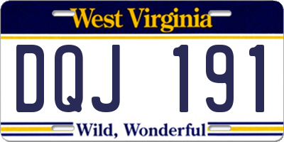 WV license plate DQJ191