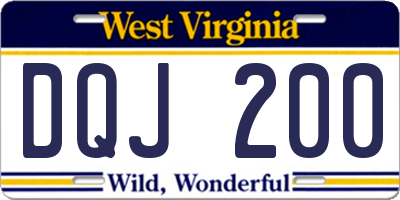WV license plate DQJ200
