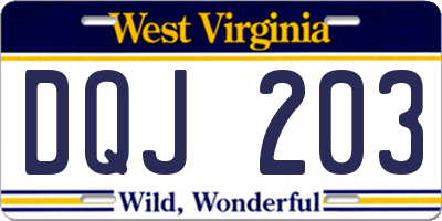 WV license plate DQJ203