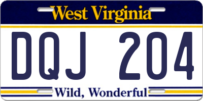 WV license plate DQJ204