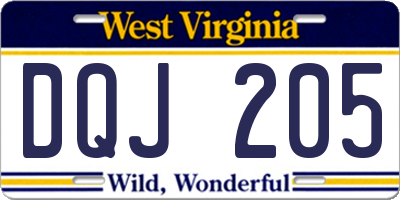 WV license plate DQJ205