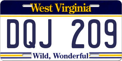 WV license plate DQJ209