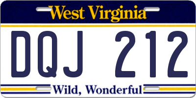 WV license plate DQJ212