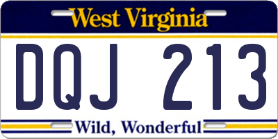 WV license plate DQJ213