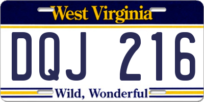 WV license plate DQJ216