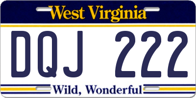 WV license plate DQJ222