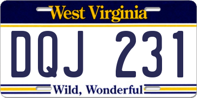 WV license plate DQJ231