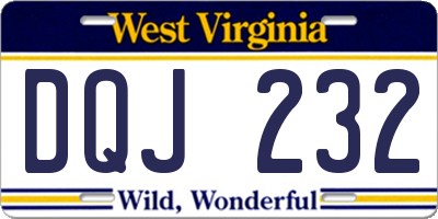 WV license plate DQJ232