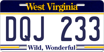 WV license plate DQJ233
