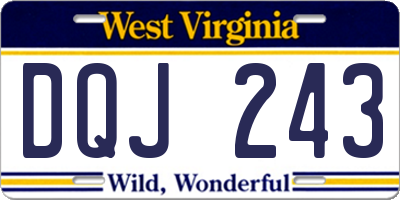 WV license plate DQJ243