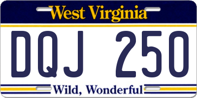 WV license plate DQJ250