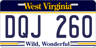WV license plate DQJ260