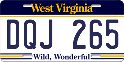 WV license plate DQJ265