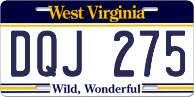 WV license plate DQJ275