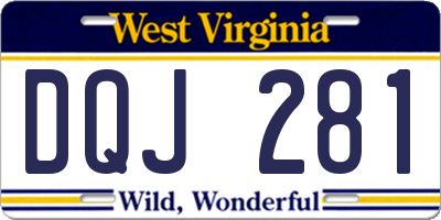 WV license plate DQJ281