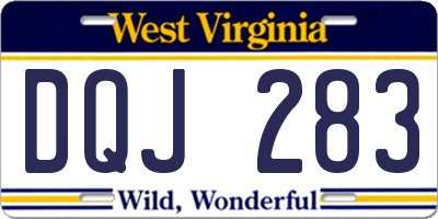 WV license plate DQJ283