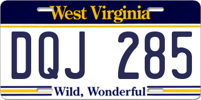 WV license plate DQJ285