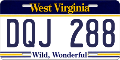 WV license plate DQJ288