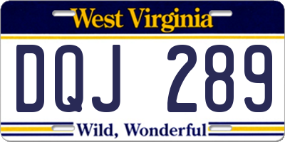 WV license plate DQJ289