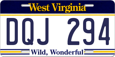 WV license plate DQJ294
