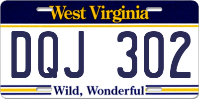 WV license plate DQJ302
