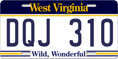 WV license plate DQJ310