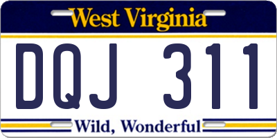 WV license plate DQJ311