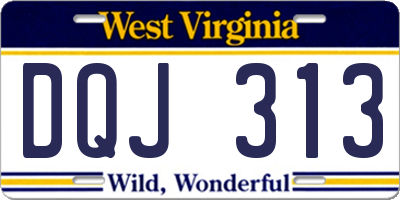 WV license plate DQJ313