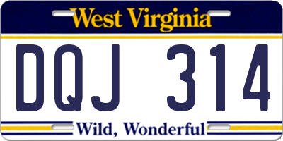 WV license plate DQJ314