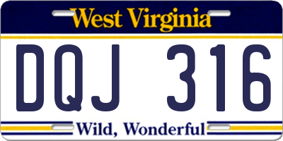 WV license plate DQJ316