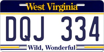 WV license plate DQJ334