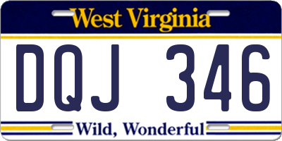 WV license plate DQJ346