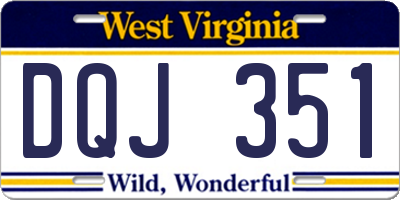 WV license plate DQJ351