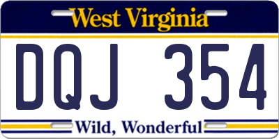 WV license plate DQJ354