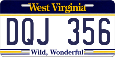 WV license plate DQJ356