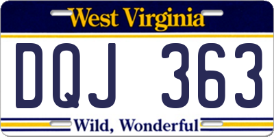WV license plate DQJ363