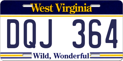 WV license plate DQJ364