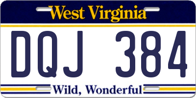 WV license plate DQJ384