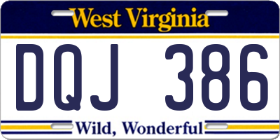 WV license plate DQJ386