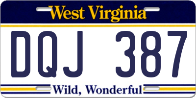 WV license plate DQJ387
