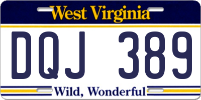 WV license plate DQJ389