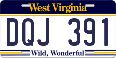 WV license plate DQJ391