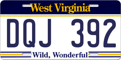 WV license plate DQJ392