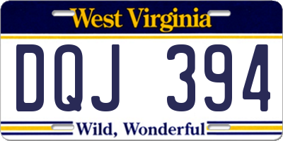 WV license plate DQJ394